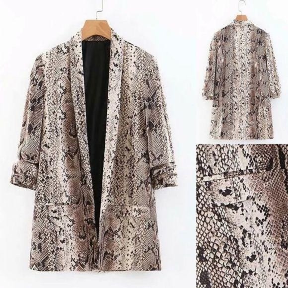 . Jackets & Blazers - Snake skin print blazer jacket brown black tan